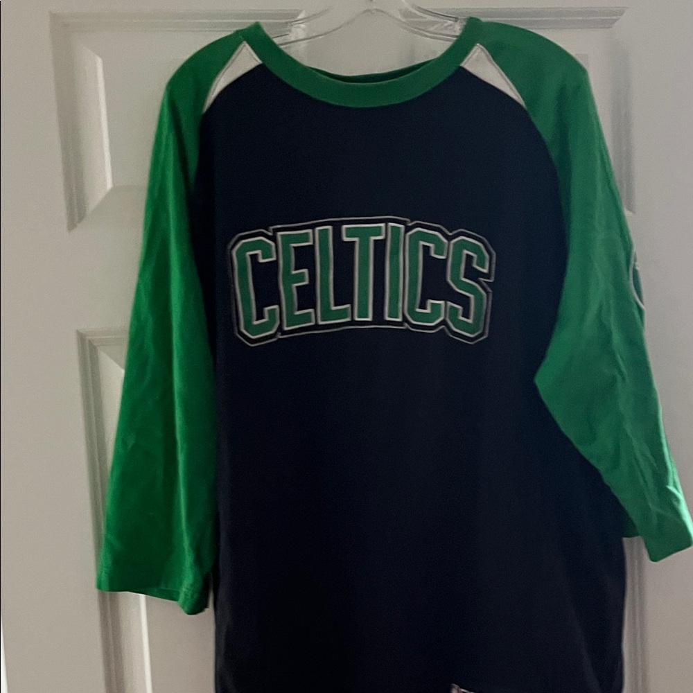 Celtics Kids Raglan Shirt - Green and Black